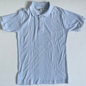 Men's Vintage 80s Ted Lapidus Monsieur Blue Knit Ribbed Polo Shirt Sz Small Golf